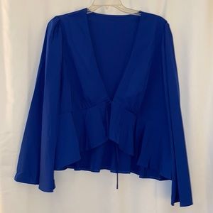 Shein Curve Tie Front Bell Sleeve Top
